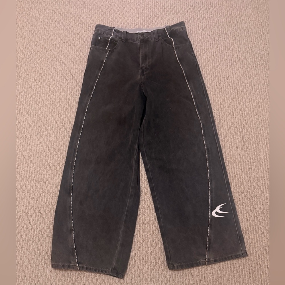 Scuffers Black Wide-Leg Pants with White Logo